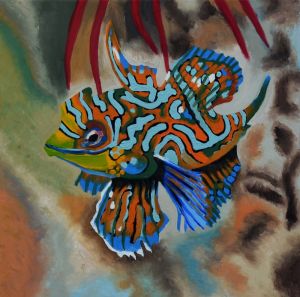 Mandarin fish / oil on canvas / 40 x 40 cm / 2018